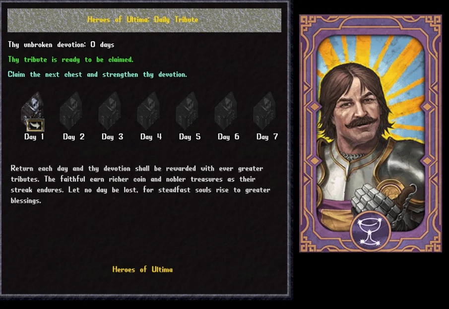 Daily Reward System example in Heroes Of Ultima